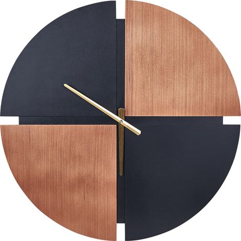 Reloj de pared clásico con forma oval madera clara y negro 60 cm Aramon