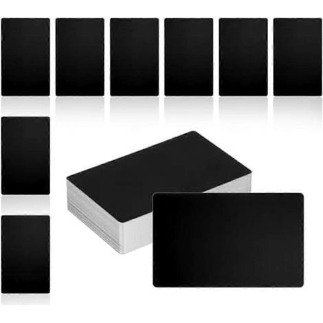 150 cartes de visite vierges en métal, épaisseur 0,4 mm, format 8,6 x 5,1 cm, aluminium noir, gravure laser, pour la création de cartes de visite personnalisées. (1/5)