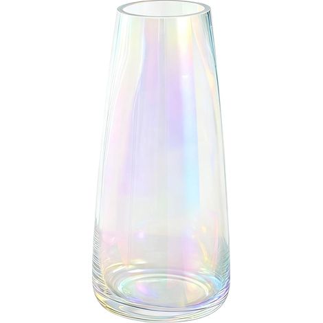 Vase Iridescent en Verre - Vase Décoratif Moderne 22 cm pour Centre de Table et Salon - Grand Transparent pour Bouquets (22x10 cm) (1/5)