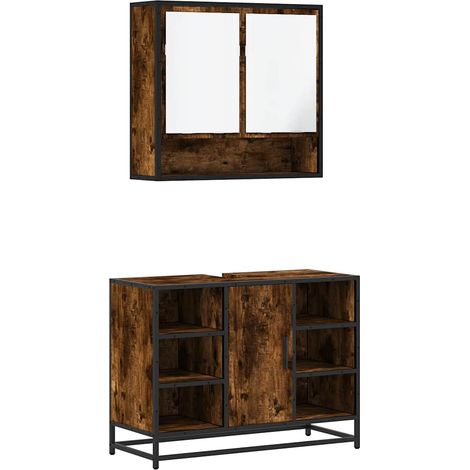 Maison Exclusive - 2-tlg. Badmöbel-Set Räuchereiche Holzwerkstoff
