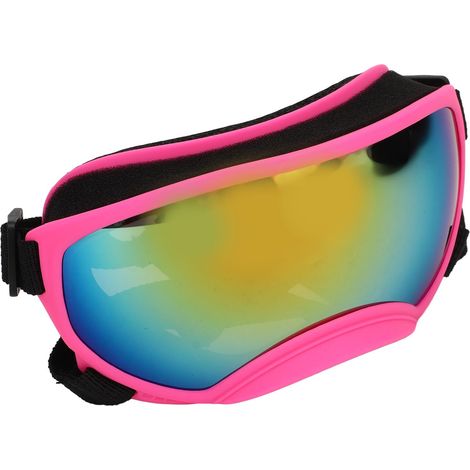 Schutzbrille für Haustiere, rosa Rahmen, UV-Schutz, winddicht, atmungsaktiv, verstellbares Band, rote Gläser. Hundeschutzbrille für den Außenbereich. (1/5)