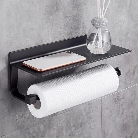 Porte Sopalin Mural Essuie Tout Distributeurs Dérouleur Essuie Tout 33cm, Métal, Porte-Papier de Cuisine Noir (1/4)