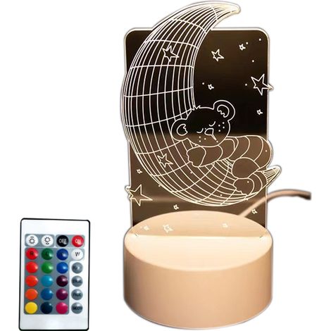 USBCréativité3DVeilleuse-Modèle de télécommande-Moon Bear Design (1/5)