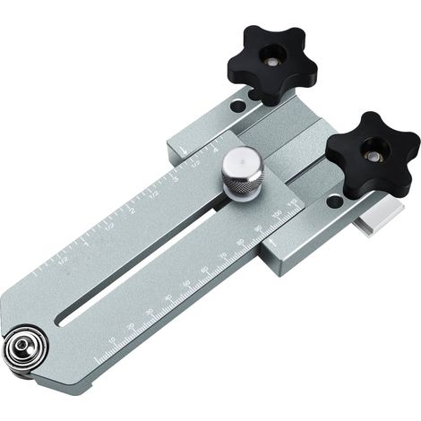 Guide d'ébavurage fin extensible en alliage d'aluminium avec échelle métrique et pouces pour scie à table, défonceuse, scie à ruban, rainures à onglet et glissières T gris (1/5)