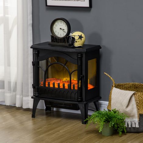 Chimenea Eléctrica 1000W/2000W con Temperatura Ajustable Protección contra Sobrecalentamiento 55x31x58 cm Negro (1/5)