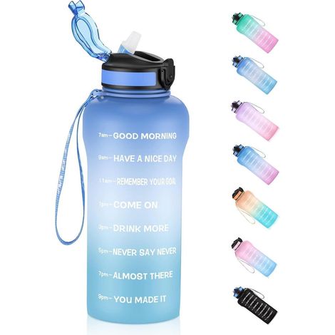 ETDW 2 Liter Trinkflasche Sport, Strohhalm, BPA Frei, Auslaufsicher (1/5)