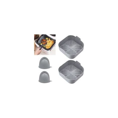 Set mit 2 Silikonformen für Heißluftfritteusen, Heißluftfritteusen-Einlagen, 21 cm Silikonpfanne, Silikon-Backform, Heißluftfritteusenkorb, Antihaftkorb (1/5)