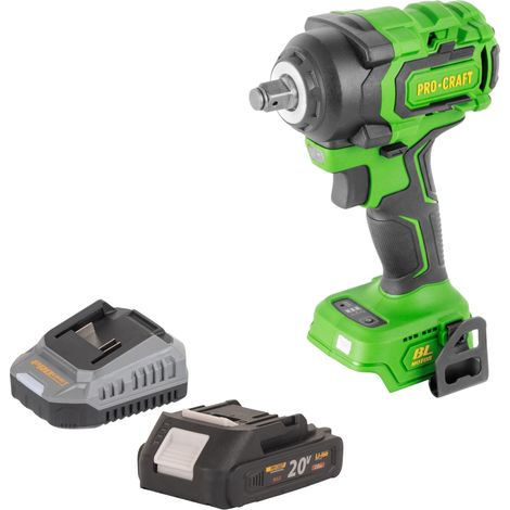 Atornillador de impacto a batería Procraft PWA18bb 20 V 550 Nm 1/2" sin escobillas + 1 batería 2,0 Ah + cargador