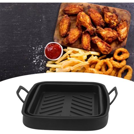 Accessoires pour friteuse à air en silicone à double panier avec poignées, vendus en noir (2 paniers par paquet). (1/5)