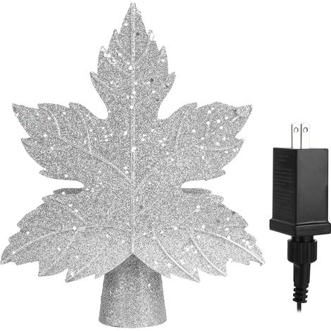 Projecteur de Cime de Sapin de Noël - Lampe Ornementale Lumière Nocturne Décorative pour Fêtes à la Maison, AC100V‑240V, Prise US Argentée (1/5)