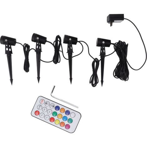 Jeffergarden Projecteur de jardin 4 en 1 RGB coloré, télécommande avec application pour cour, jardin, Patio, pelouse, prise américaine, 100 à 240V (1/5)