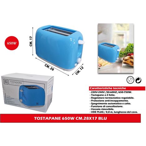 Tostapane Elettrico Automatico Vintage Colore Blu 750 Watt Emma