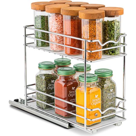 Étagère à épices pour armoire, robuste – Étagère à épices amovible – Organisation des épices 11,4 cm L x 26,4 cm P x 22,4 cm H – Étagères à épices pour armoires intérieures (1/5)