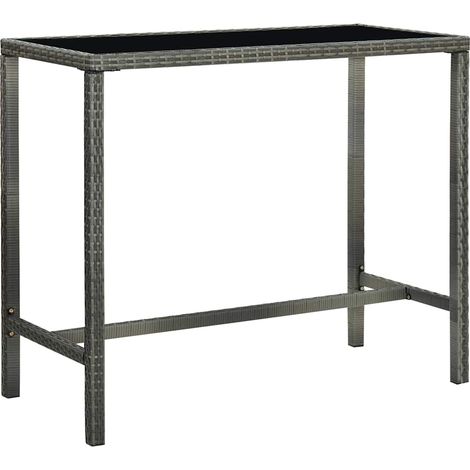Vidaxl – Table bar de jardin en résine tressée et verre – 130x60x110 cm – Résistante aux intempéries – Idéale pour repas en extérieur (1/5)
