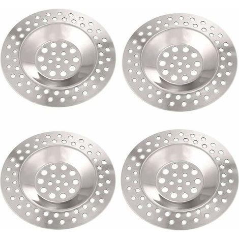 Colador de fregadero de acero inoxidable, 4 piezas, filtro de fregadero de acero inoxidable, filtro de fregadero de cocina, tapón de fregadero, tapón de drenaje para cocina y baño, ducha de 75 mm de d (1/5)