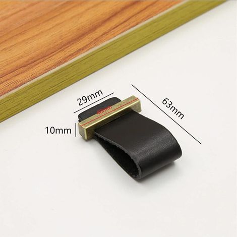 10 tiradores de cuero negro para muebles, armarios, cajones y puertas, con tornillos. Tiradores de cuero para armarios, cocina y puertas. (1/3)