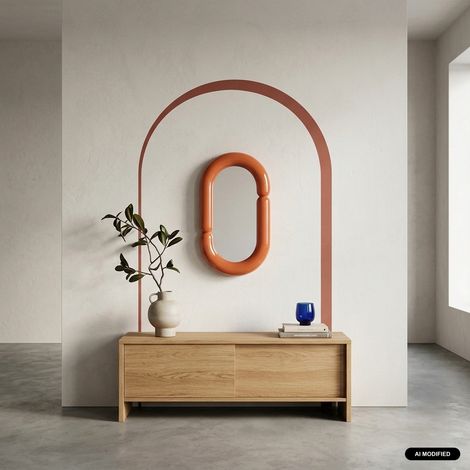 sweeek - Miroir ovale finition glossy 70cm orange - Adia