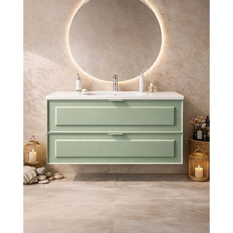 Mobile bagno salvia opaco 82x47 Dublino con lavabo in ceramica (1/5)
