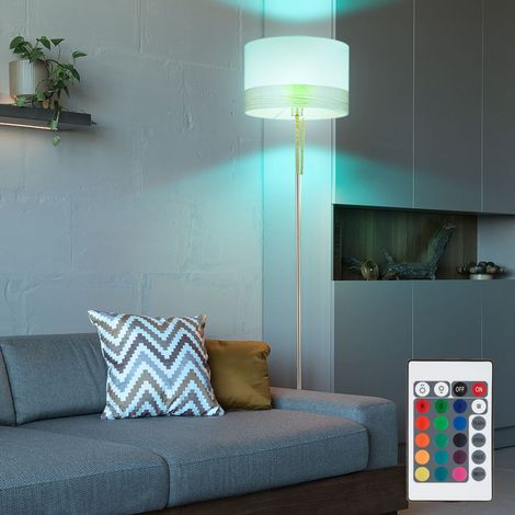 Lampada da terra soggiorno stand lampada in tessuto legno soffitto proiettore DIMMER in un set che include lampadine LED RGB (1/5)