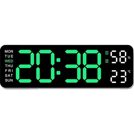 Reloj de pared, pantalla digital, función de doble alarma, WG, 22,8 x 7,5 x 3,5 cm-b (1/2)