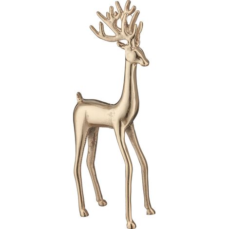 GASPER Weihnachtsfigur Hirsch Goldfarben massiv 41 cm - Aluminium