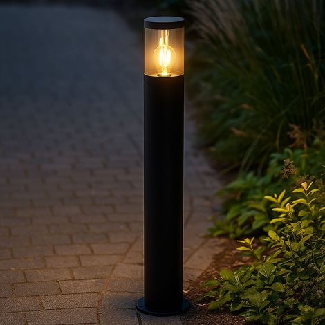 Lampadaire LED Éclairage extérieur Lampe de socle fumée extérieur jardin, acier inoxydable plastique, 1x E27 LED blanc chaud, DxH 14x80 cm (1/5)