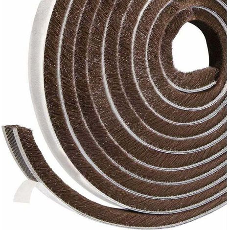Joint brosse porte coulissante, XU,9 mm(B) x 15 mm(D) x5M(L) Joint Fenetrepour Lsolation Phonique Porte,volet isolant(Marron) - KZQ (1/4)