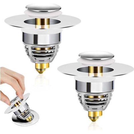 Universel Bonde de Lavabo Pop-Up, 2 Pièces Flitre de Vidange Anti-Bloqué, Bonde de Baignoire Anti-Odeur pour Les Trous de 32 à 40mm
