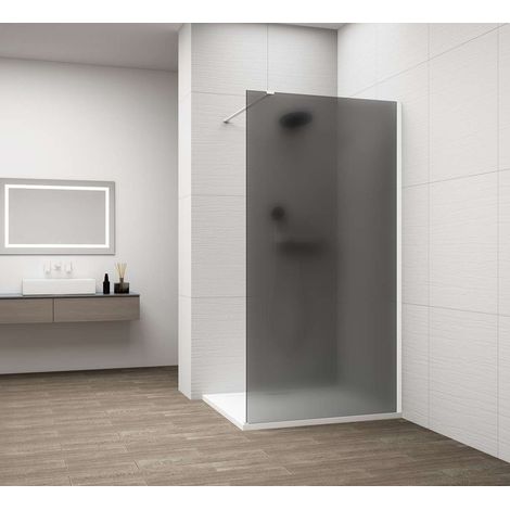 Polysan Esca - Walk-In-Duschwand 80x210 cm, Antidrop, mattes Rauchglas/Weiß ES1480-03 (1/5)