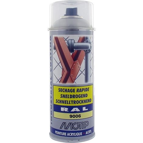 PEINTURE SECHAGE RAPIDE RAL ACRYL RAL9006 SATINE AEROSOL 400ML MOTIP (1/2)