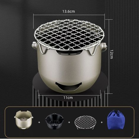 Mini-barbecue portable avec poignée, barbecue à charbon en acier inoxydable, idéal pour le camping et les pique-niques, pour 1 à 2 personnes, compact et facile à transporter – vert olive (1/5)