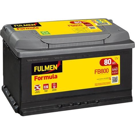 Batterie voiture 12V 80Ah 640A – FB800 – Plomb Calcium sans entretien – Pour démarrage auto et bateau – Fulmen