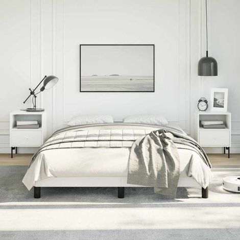 Cadre de lit blanc 137x190 cm similicuir (1/5)
