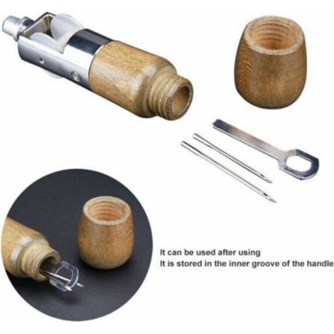 Kit de poinon à coudre en cuir avec poignée bois, machine à coudre manuelle professionnelle, trousse outils couture (1/4)