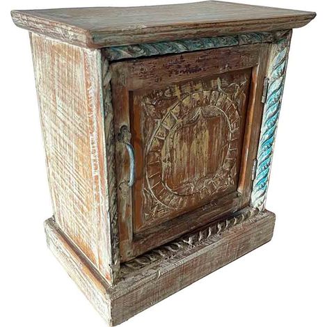 Mesita de madera acabado artesanal marrón 49x30x54h cm (1/5)
