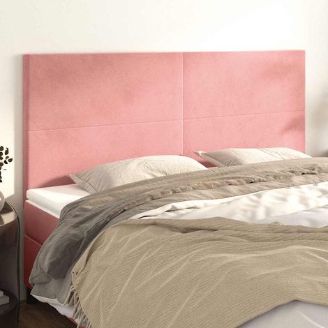 vidaXL Cabecero de cama rosa 160x5x118/128 cm Terciopelo (1/5)