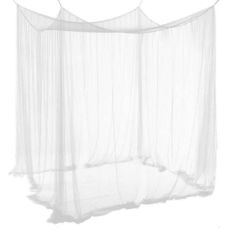 Ciel de lit en polyester avec moustiquaire intégrée, coloris blanc, dimensions : 210 x 190 x 240 cm, pour lit double. (1/4)