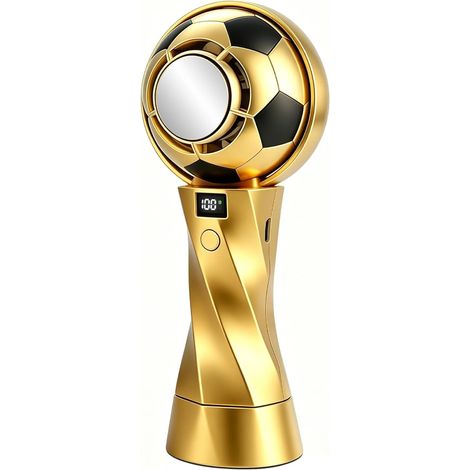 Mini ventilateur portable au design de football avec plaque de refroidissement en métal, 6 vitesses, batterie 5000 mAh, rechargeable par USB, idéal pour le stade, le bureau et les matchs de football (1/5)