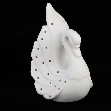 Lovely Swan LED Lamp Ceramic Décor pour Chambre Bibliothèque avec Piles (1/5)