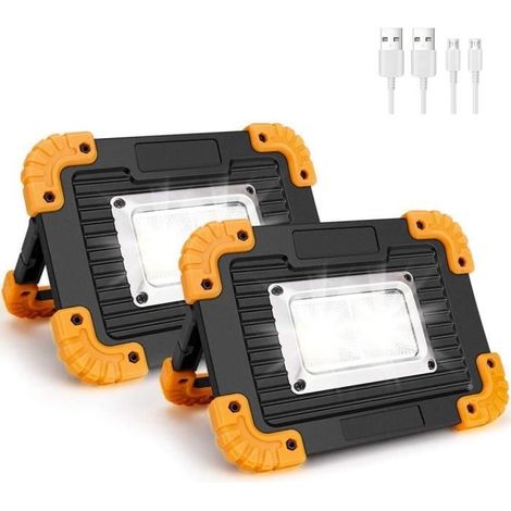 Wiederaufladbarer LED-Fluter, 10 W, 750 lm, Baustellenfluter, Arbeitsleuchte mit USB-Anschluss, 4 Modi, wasserdichter Fluter (2 (1/4)