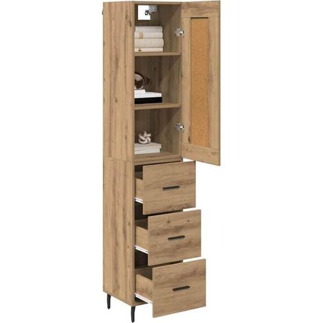 Armoire en Chêne Massif Artisanale 34,5 x 34 x 180 cm - Placard de Rangement Élégant pour Chambre et Entrée (1/5)