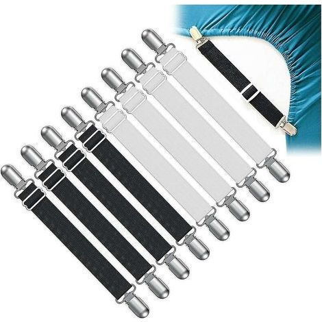 Tendeur de drap de lit réglable 8 pièces, tendeur de drap avec clips métalliques Elasti (1/4)