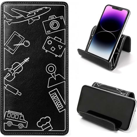 Support Telephone Portable en Avion, Porte Telephone Bureau Flexible Phone Stand Convient aux Tablettes aux Téléphones Portables et aux Ordinateurs ,Accessoire Voyage Utilitaires,Noir (1/5)
