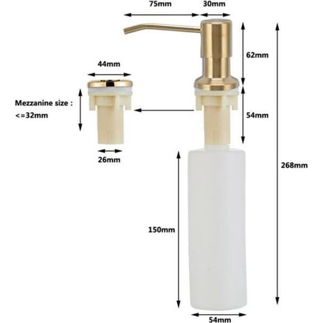 Distributeur Savon Encastré-1, Argent,300ml, Inox 360° Rotatif Évier, Accessoire Salle Bain Aucunely (1/5)