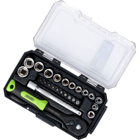 Draper 24233 Draper HI-TORQ Metric Socket and Bit Set, 1/4"" Sq. Dr. (25 Piece)