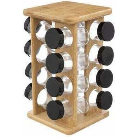 Présentoir à épices rotatif - 16 pots - Bambou (1/2)