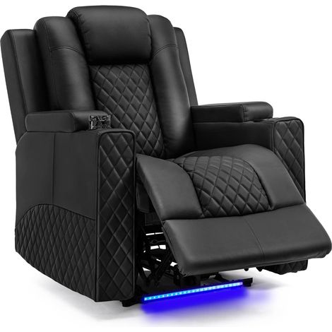Comhoma – Fauteuil inclinable avec éclairage LED – Rembourrage en éponge haute densité – Revêtement cuir – 2 porte-gobelets – Dimensions 86,4 x 157,5 x 111,8 cm