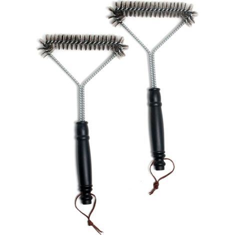 Brosse pour barbecue, brosse de nettoyage de gril, brosse de nettoyage de gril en fil d'acier à trois côtés de 12 pouces brosse de gril pratique, 2 pièces (1/3)