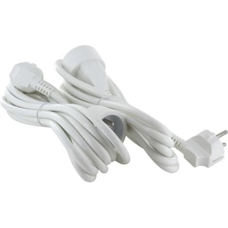 2er Set Verlängerungskabel - CHACON - HO5VVF 3 x 1,5 mm² - 3 m - Weiß