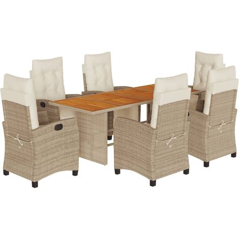 Maison Exclusive - Set Pranzo da Giardino 7 pz con Cuscini Beige Misto Polyrattan